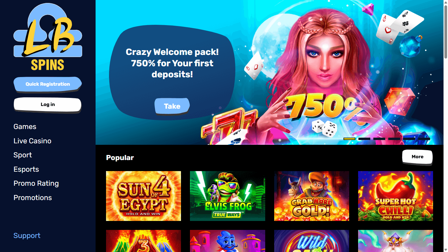 Libra Spins Casino Desktop screenshot